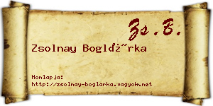Zsolnay Boglárka névjegykártya
